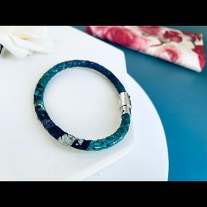 Henri Bendel Leather Logo Magnetite Bracelet